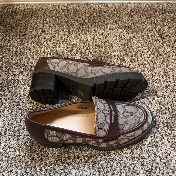Coach Brown Patterned Platform Loafers - Picture 2 of 6